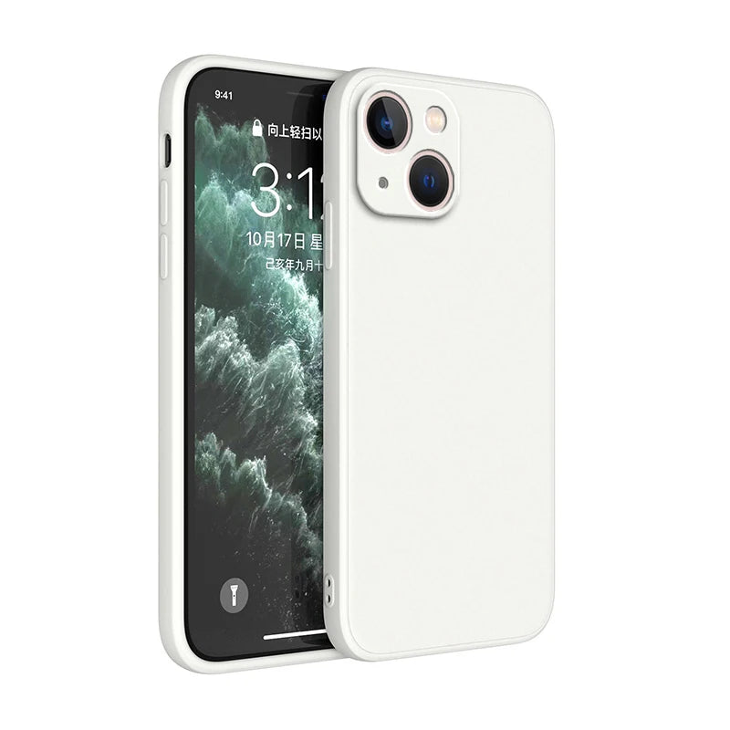 Square Liquid Silicone iPhone Case – Luxury Camera Protective Cover for iPhone 11 to 14 Pro Max