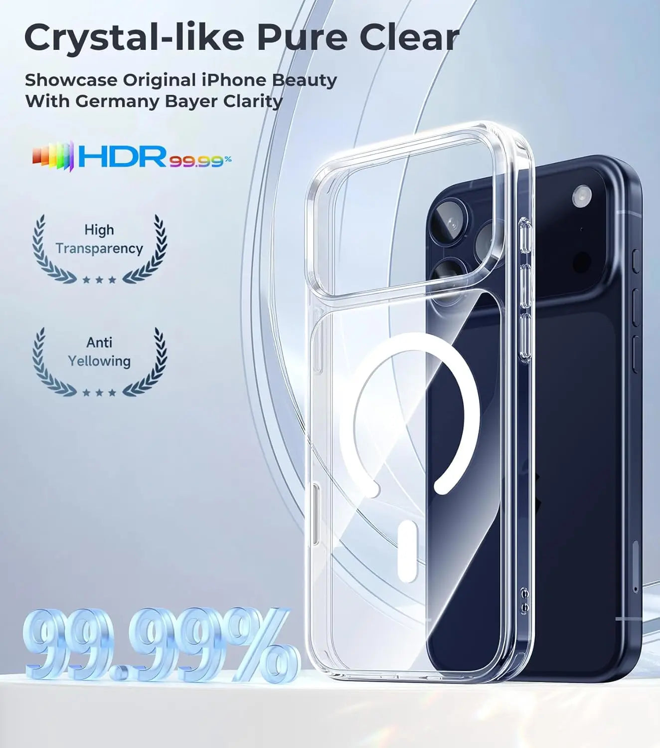 Transparent Magnetic MagSafe iPhone Case – Wireless Charging Cover for iPhone 12 to 17 Pro Max Air