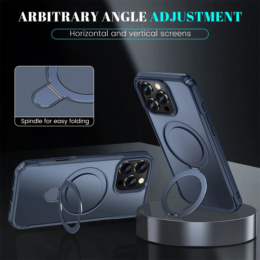 MagSafe Magnetic Fold Stand iPhone Case – Wireless Charging Compatible for iPhone 12 to 17 Pro Max