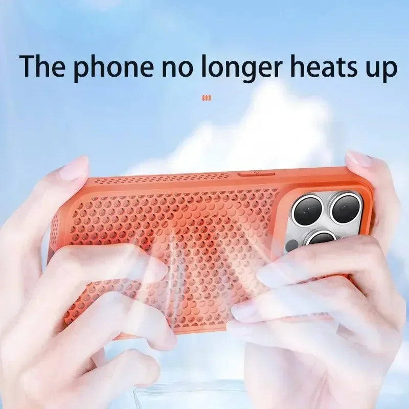 Cooling Heat Dissipation iPhone Case – Breathable Hard Back MagSafe Cover for iPhone 11 to 17 Pro Max