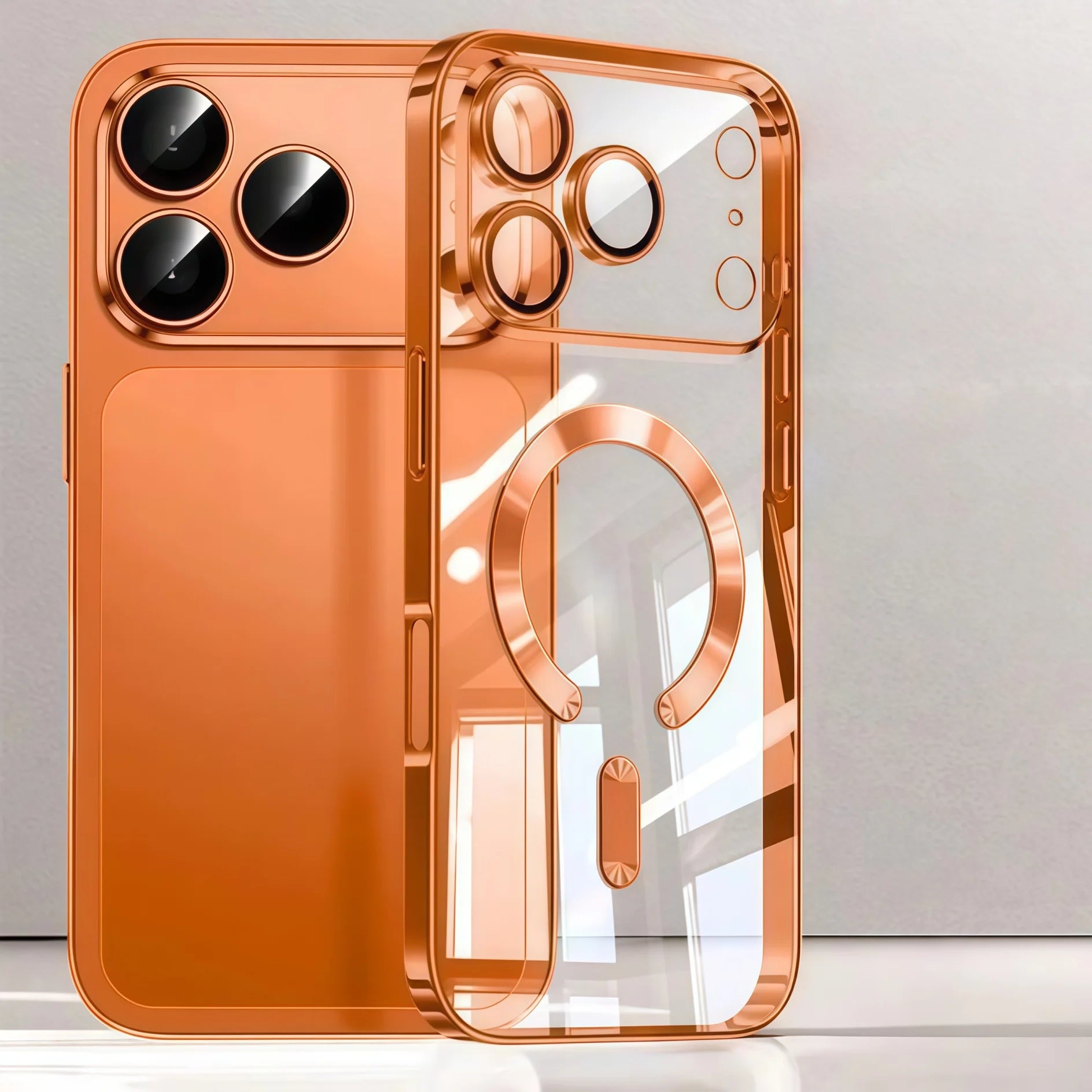 Camera Protection Clear Plating Magnetic iPhone Case – Luxury Soft TPU Cover for iPhone 17 Pro Max Air