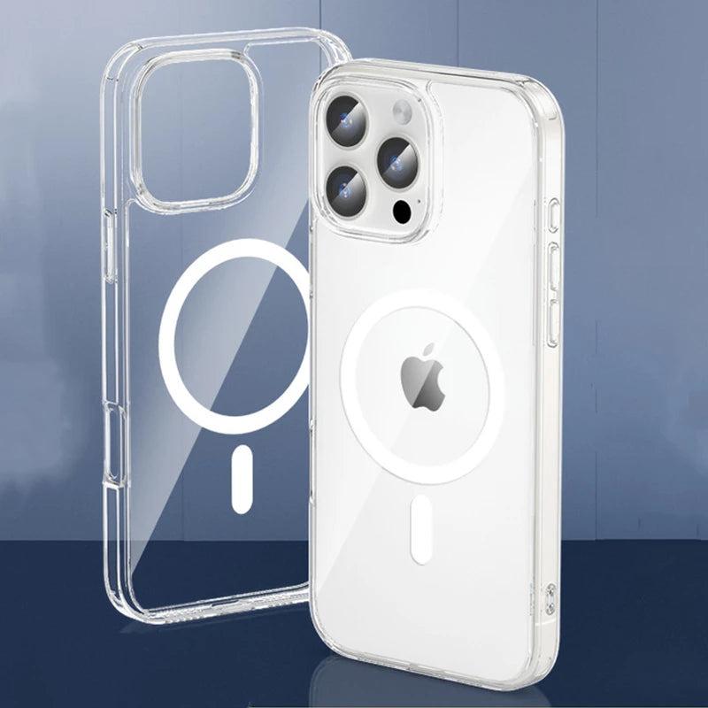 Magnetic Transparent MagSafe Case — Wireless Charging Cover for iPhone 17 16 15 14 13 12 11