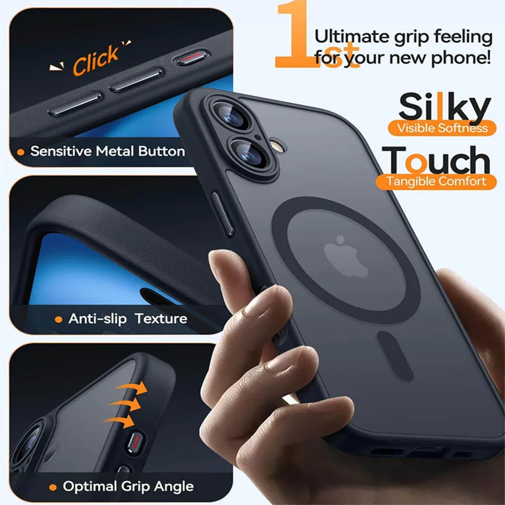 Magnetic Luxury Armor Shockproof Case — MagSafe Matte Translucent Cover for iPhone 17 16 15 14 13 12 11