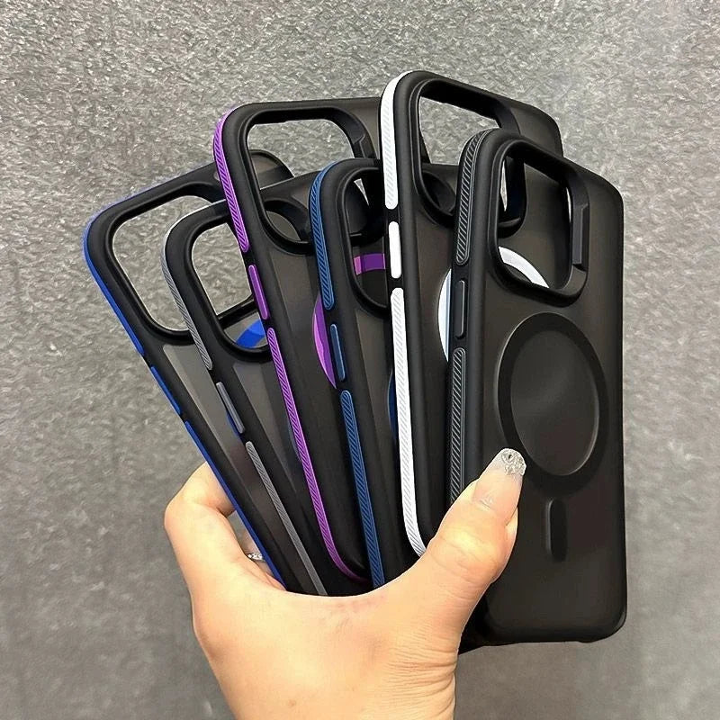 Luxury Matte Armor MagSafe iPhone Case – Magnetic Bumper Back Cover for iPhone 11 to 16 Pro Max Plus