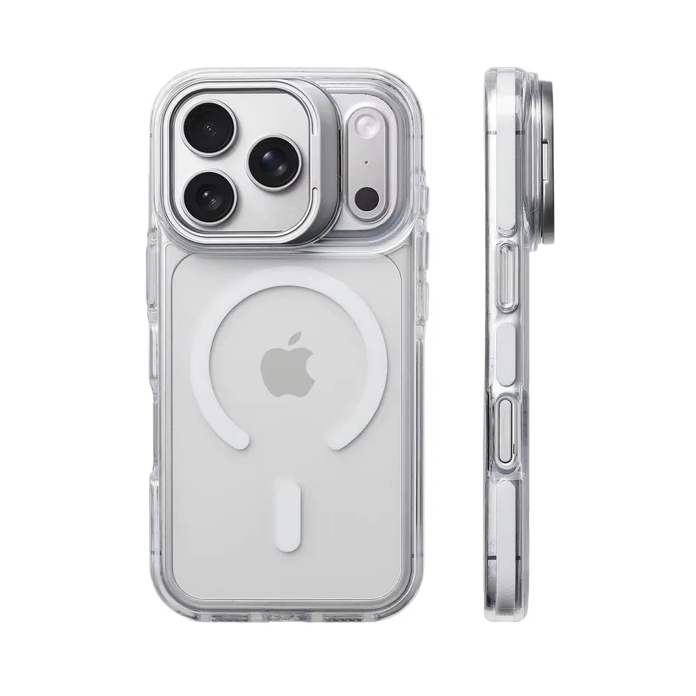 Luxury Magnetic Shockproof Clear Bumper Case — MagSafe Stand Cover for iPhone 17 16 15 14 13 12