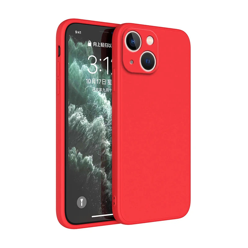 Square Liquid Silicone iPhone Case – Luxury Camera Protective Cover for iPhone 11 to 14 Pro Max