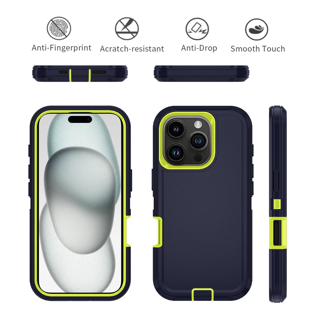 Armor Shockproof Defender iPhone Case – Hard PC + TPU Back Cover for iPhone 7 to 15 Pro Max