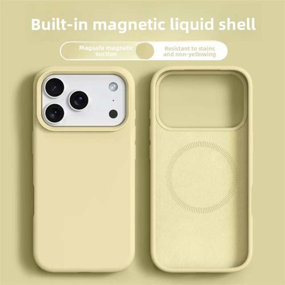 Original Magnetic Liquid Silicone iPhone Case – Soft Bumper Cover for iPhone 16 & 17 Pro Max Air