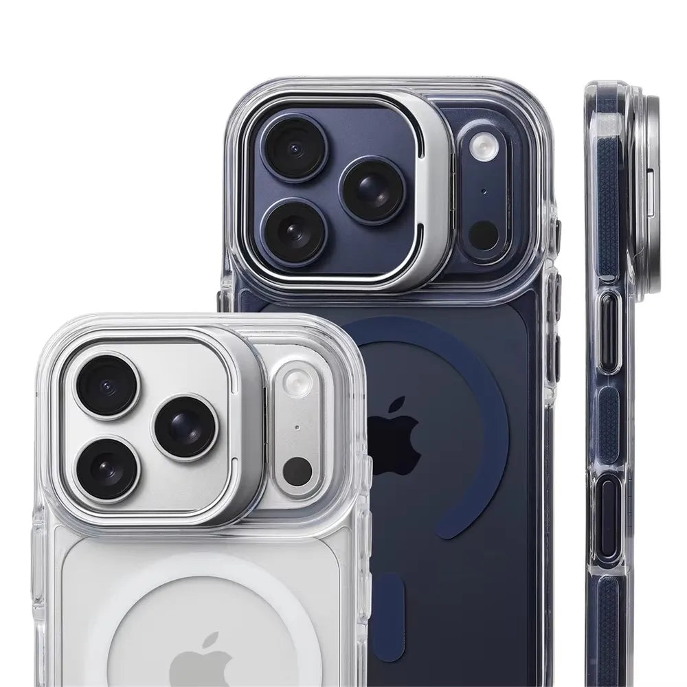 Luxury Magnetic Shockproof Clear Bumper Case — MagSafe Stand Cover for iPhone 17 16 15 14 13 12
