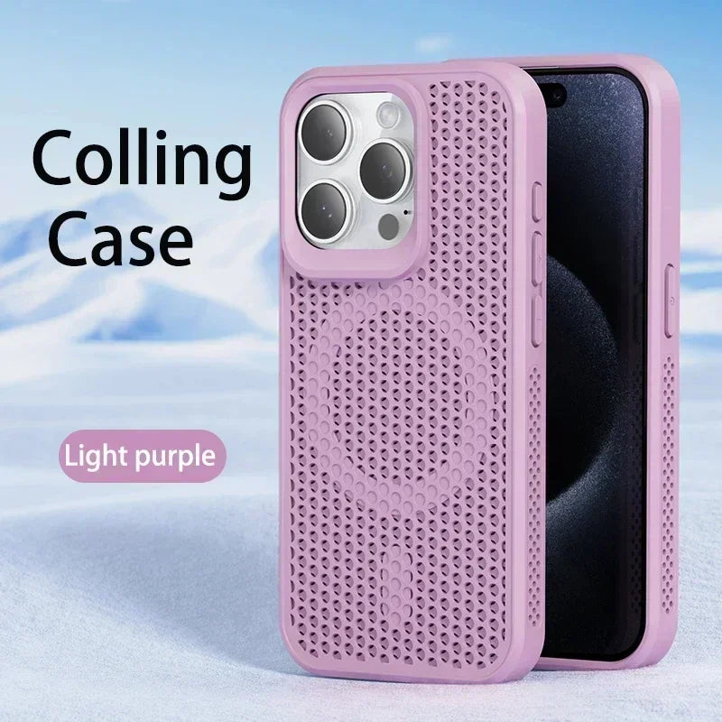 Cooling Heat Dissipation iPhone Case – Breathable Hard Back MagSafe Cover for iPhone 11 to 17 Pro Max