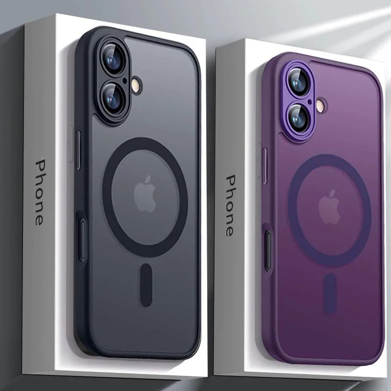 Magnetic Luxury Armor Shockproof Case — MagSafe Matte Translucent Cover for iPhone 17 16 15 14 13 12 11