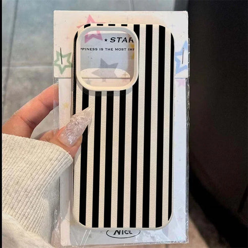 Colorful Striped Minimalist iPhone Case – INS Aesthetic Couple Cover for iPhone 7 to 17 Pro Max
