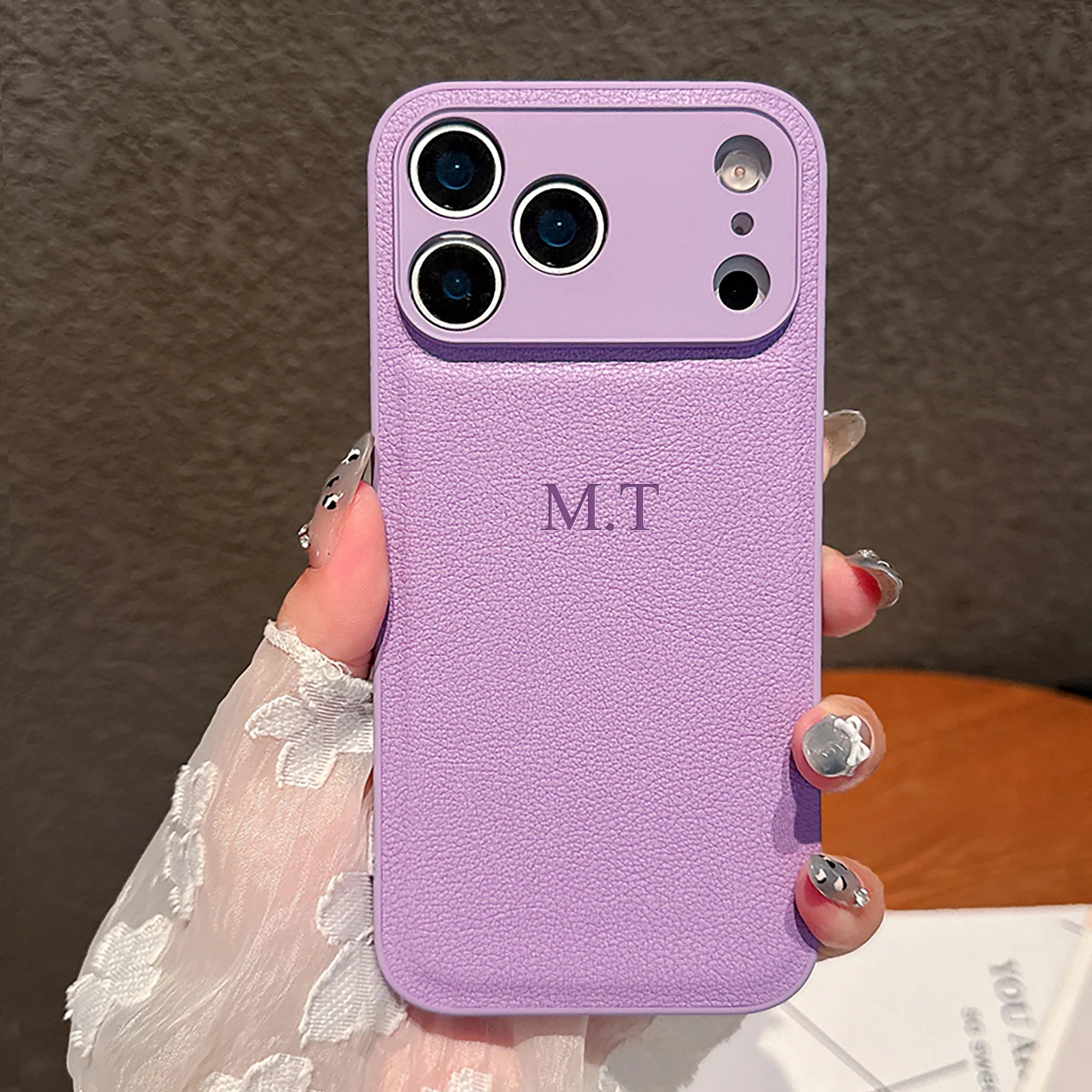 Personalized Luxury Custom Name iPhone Case – 3D Hot Engraved Faux Leather Cover for iPhone 13 to 17 Pro Max