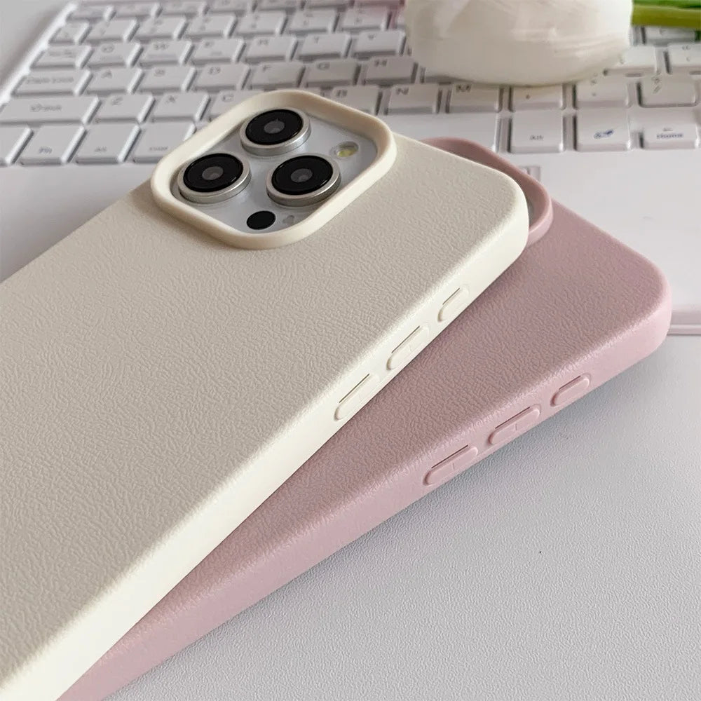 Leather iPhone Case – Shockproof Soft TPU Cover for iPhone 7 to 17 Pro Max | Premium Faux Leather
