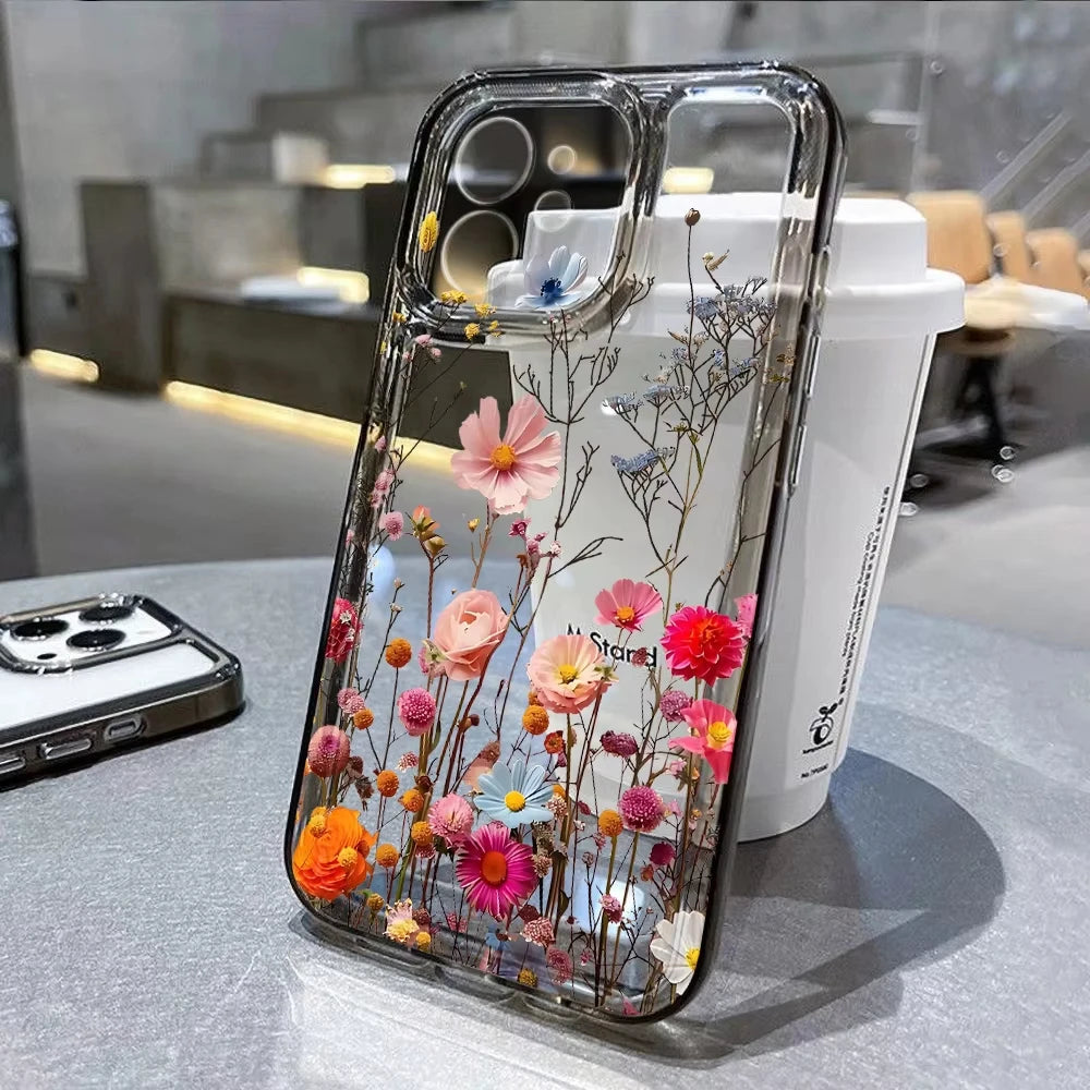 Flower Phone Case — iPhone 17 16 15 14 13 12 11 XR XS 8 7 SE Shockproof Clear Cover