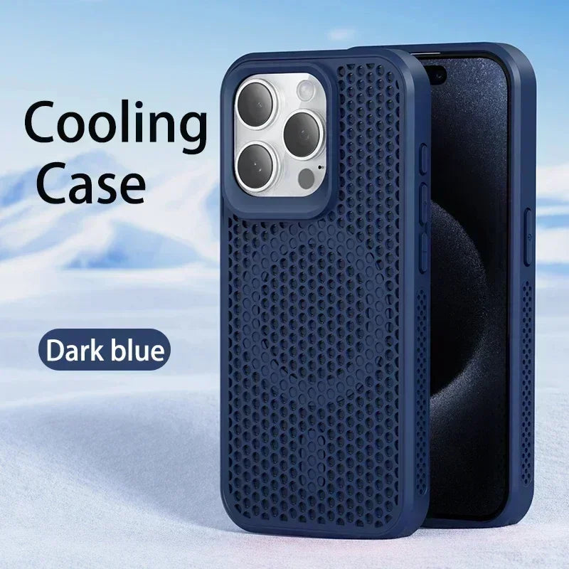 Cooling Heat Dissipation iPhone Case – Breathable Hard Back MagSafe Cover for iPhone 11 to 17 Pro Max