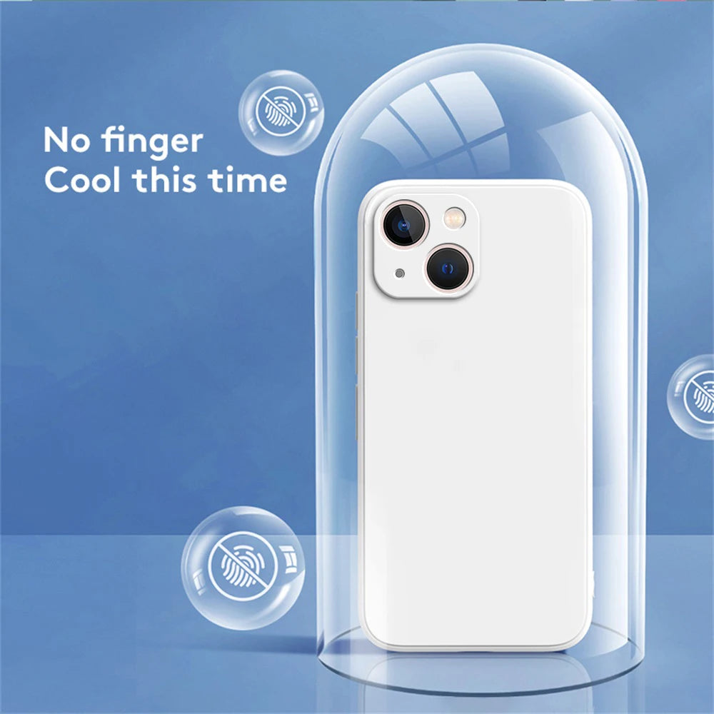 Square Liquid Silicone iPhone Case – Luxury Camera Protective Cover for iPhone 11 to 14 Pro Max