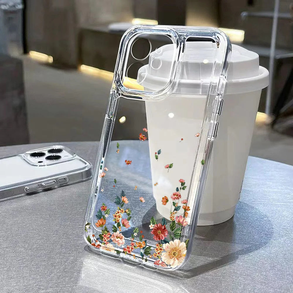Flower Phone Case — iPhone 17 16 15 14 13 12 11 XR XS 8 7 SE Shockproof Clear Cover