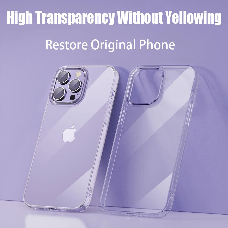 Clear Transparent iPhone Case – Soft TPU Silicone Back Cover for iPhone 7 to 17 Pro Max