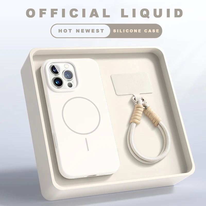 Magnetic iPhone Case With Lanyard – MagSafe Silicone Strap Protector for iPhone 11 to 16 Pro Max Plus