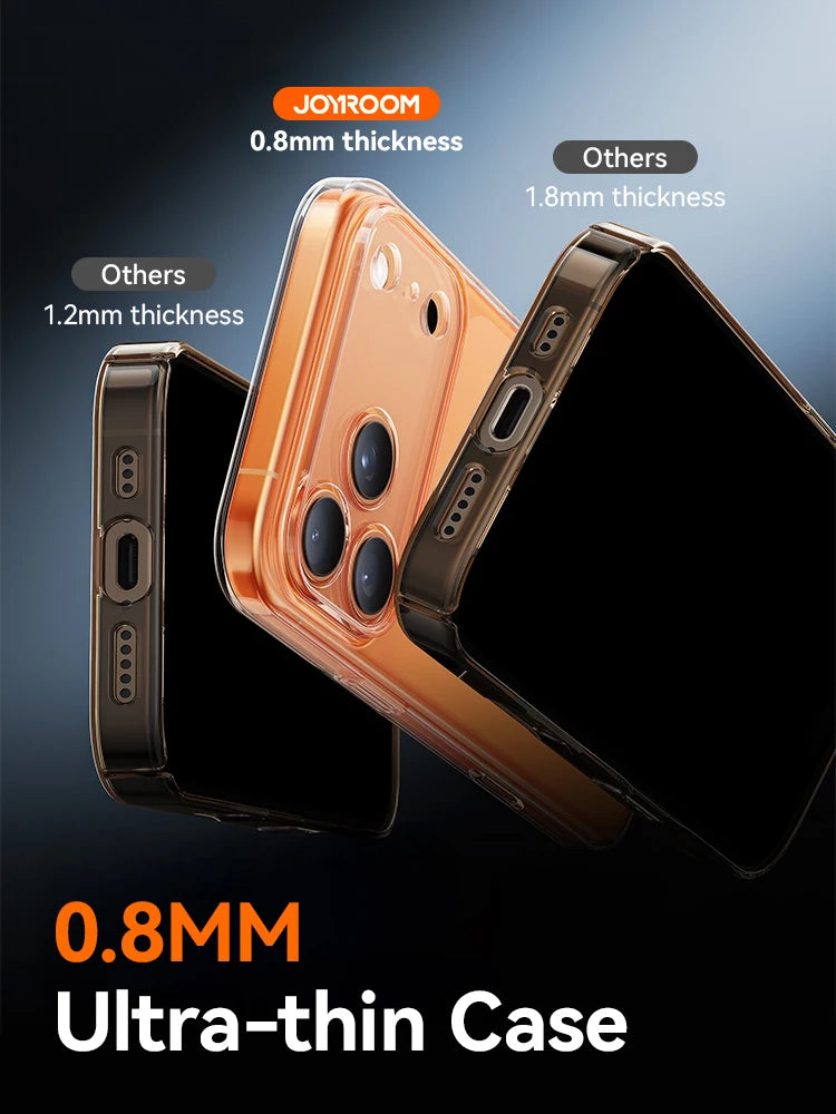 Joyroom Crystal Transparent iPhone Case – No Yellowing Lens Protection Cover for iPhone 15 16 17 Pro Max