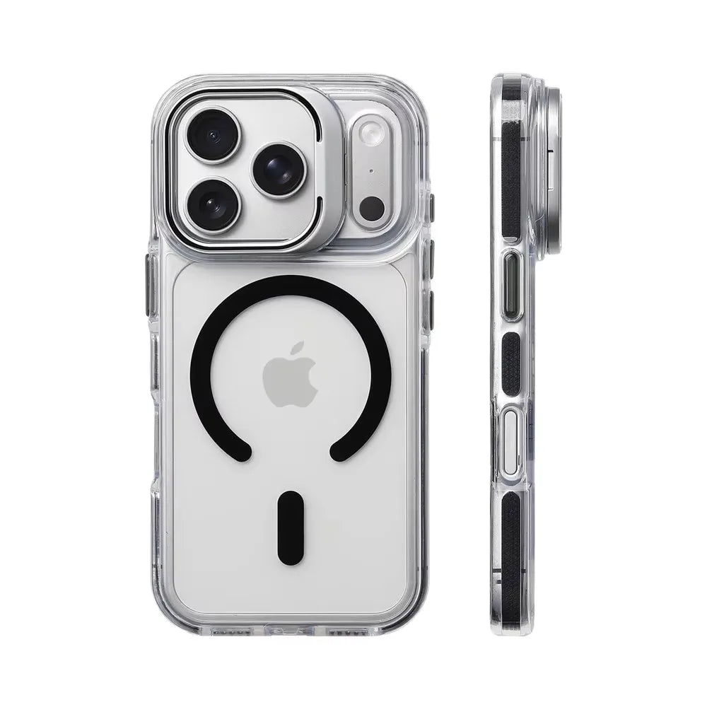 Luxury Magnetic Shockproof Clear Bumper Case — MagSafe Stand Cover for iPhone 17 16 15 14 13 12