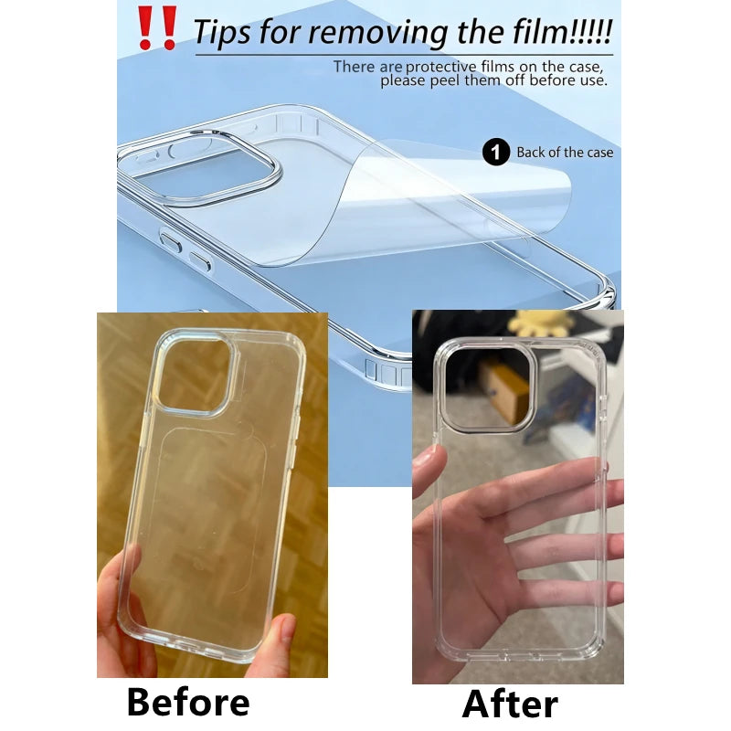 Luxury HD Clear Hard Acrylic iPhone Case – Shockproof Transparent Back Cover for iPhone 11 to 17 Pro Max