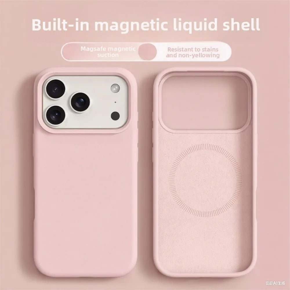 Original Magnetic Liquid Silicone iPhone Case – Soft Bumper Cover for iPhone 16 & 17 Pro Max Air