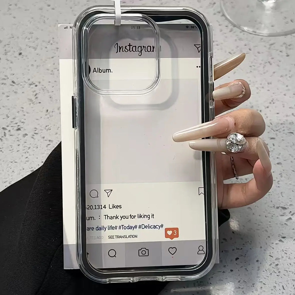 Luxury Candy Color Frame Clear Back iPhone Case – Shockproof Acrylic Bumper Cover for iPhone 11 to 17 Pro Max