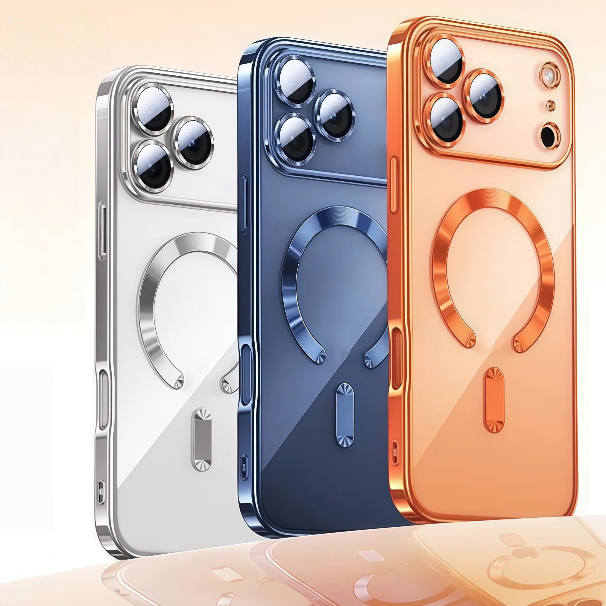 Camera Protection Clear Plating Magnetic iPhone Case – Luxury Soft TPU Cover for iPhone 17 Pro Max Air