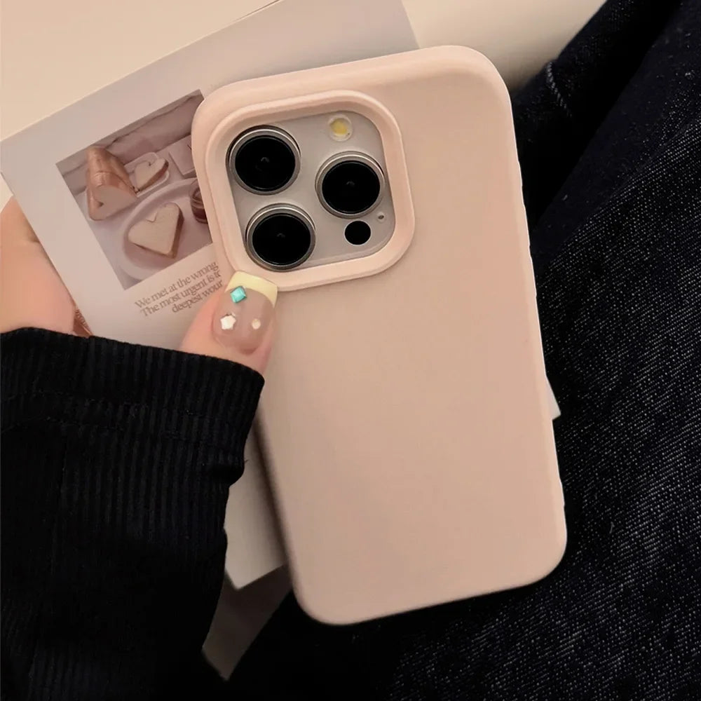 Dopamine-Inspired Silicone iPhone Case – Solid Color Simple Fashion Cover for iPhone 11 to 17 Pro Max