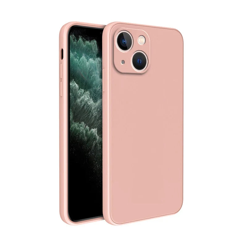 Square Liquid Silicone iPhone Case – Luxury Camera Protective Cover for iPhone 11 to 14 Pro Max