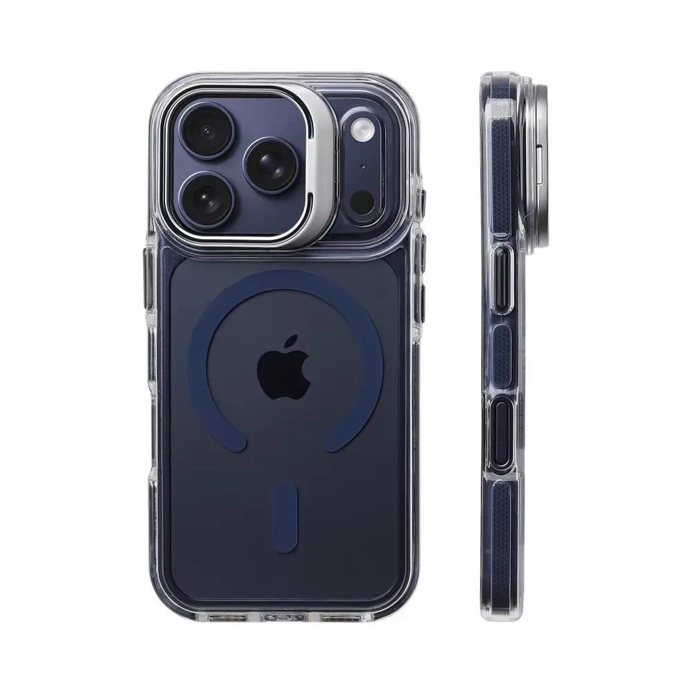 Luxury Magnetic Shockproof Clear Bumper Case — MagSafe Stand Cover for iPhone 17 16 15 14 13 12