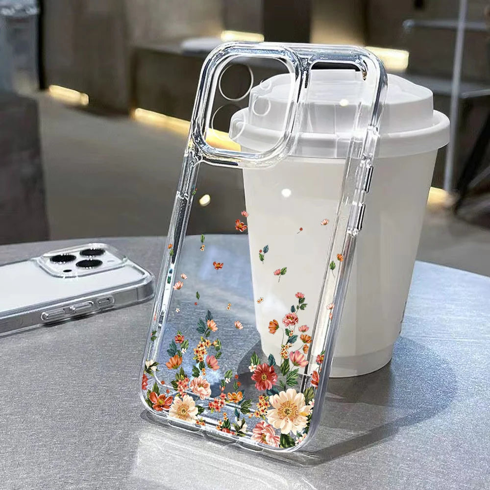 Flower Phone Case — iPhone 17 16 15 14 13 12 11 XR XS 8 7 SE Shockproof Clear Cover