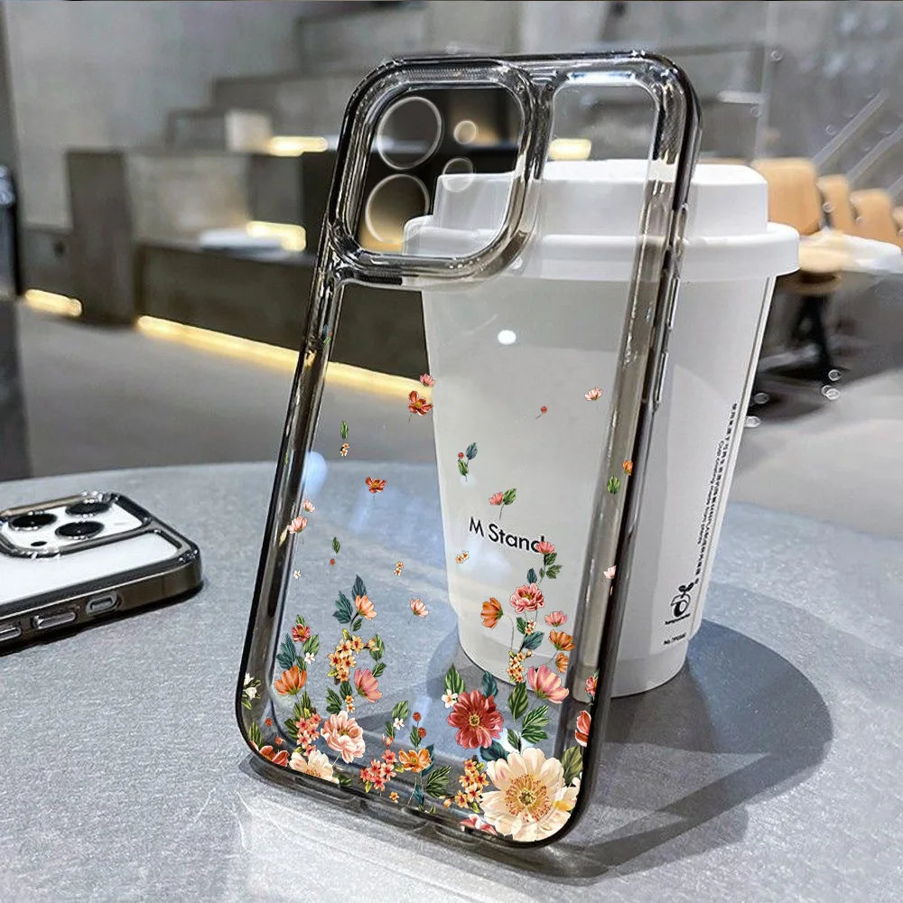 Flower Phone Case — iPhone 17 16 15 14 13 12 11 XR XS 8 7 SE Shockproof Clear Cover