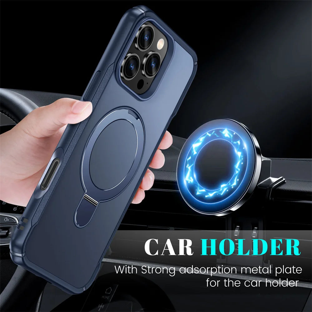 MagSafe Magnetic Fold Stand iPhone Case – Wireless Charging Compatible for iPhone 12 to 17 Pro Max