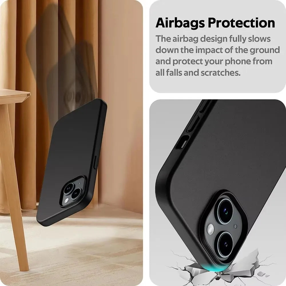 Luxury Matte Silicone Soft iPhone Case – Solid Black Back Cover for iPhone 7 to 16 Pro Max
