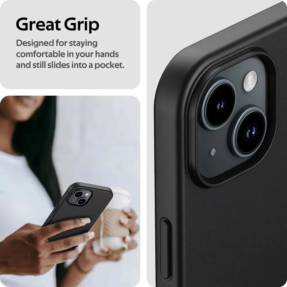 Luxury Matte Silicone Soft iPhone Case – Solid Black Back Cover for iPhone 7 to 16 Pro Max
