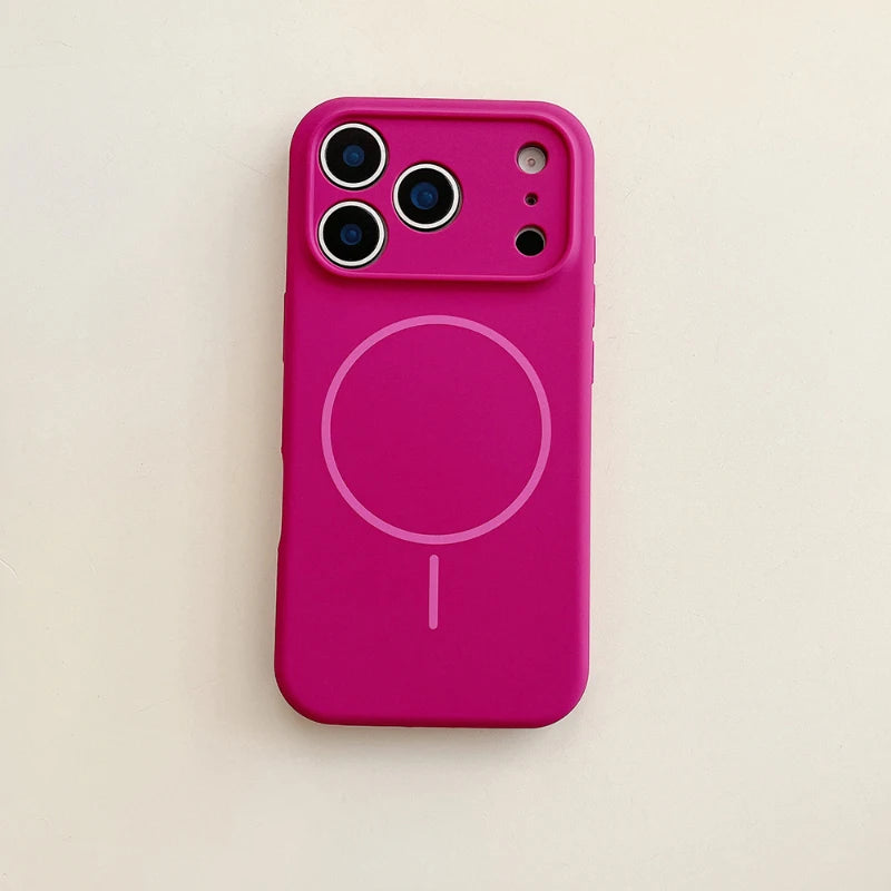 MagSafe Solid Color Silicone iPhone Case – Magnetic Wireless Charging Bumper Cover for iPhone 17 Pro Max Air