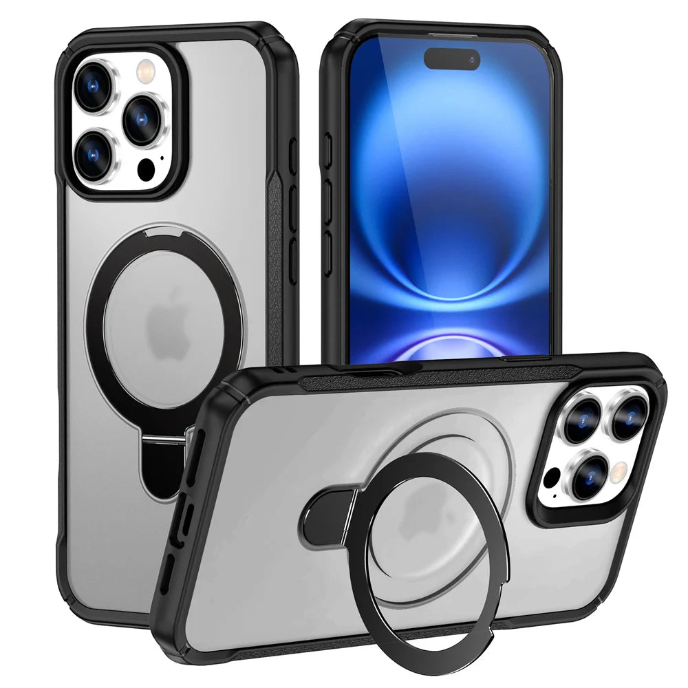 MagSafe Magnetic Fold Stand iPhone Case – Wireless Charging Compatible for iPhone 12 to 17 Pro Max