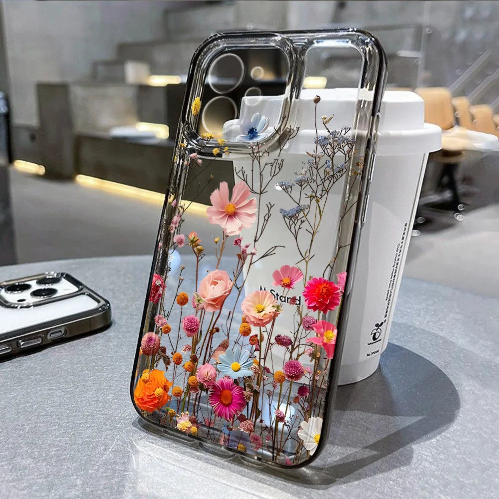 Flower Phone Case — iPhone 17 16 15 14 13 12 11 XR XS 8 7 SE Shockproof Clear Cover