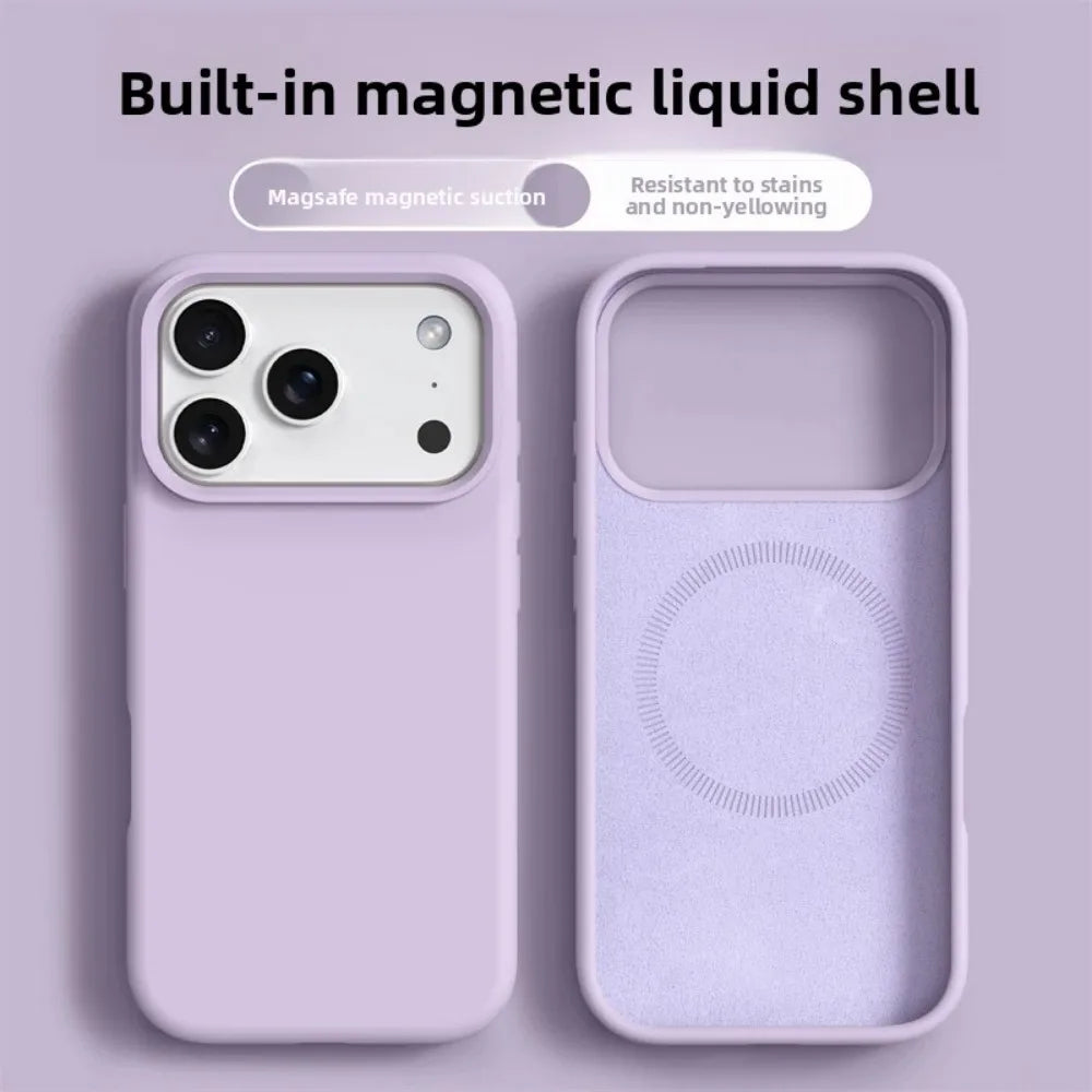 Original Magnetic Liquid Silicone iPhone Case – Soft Bumper Cover for iPhone 16 & 17 Pro Max Air