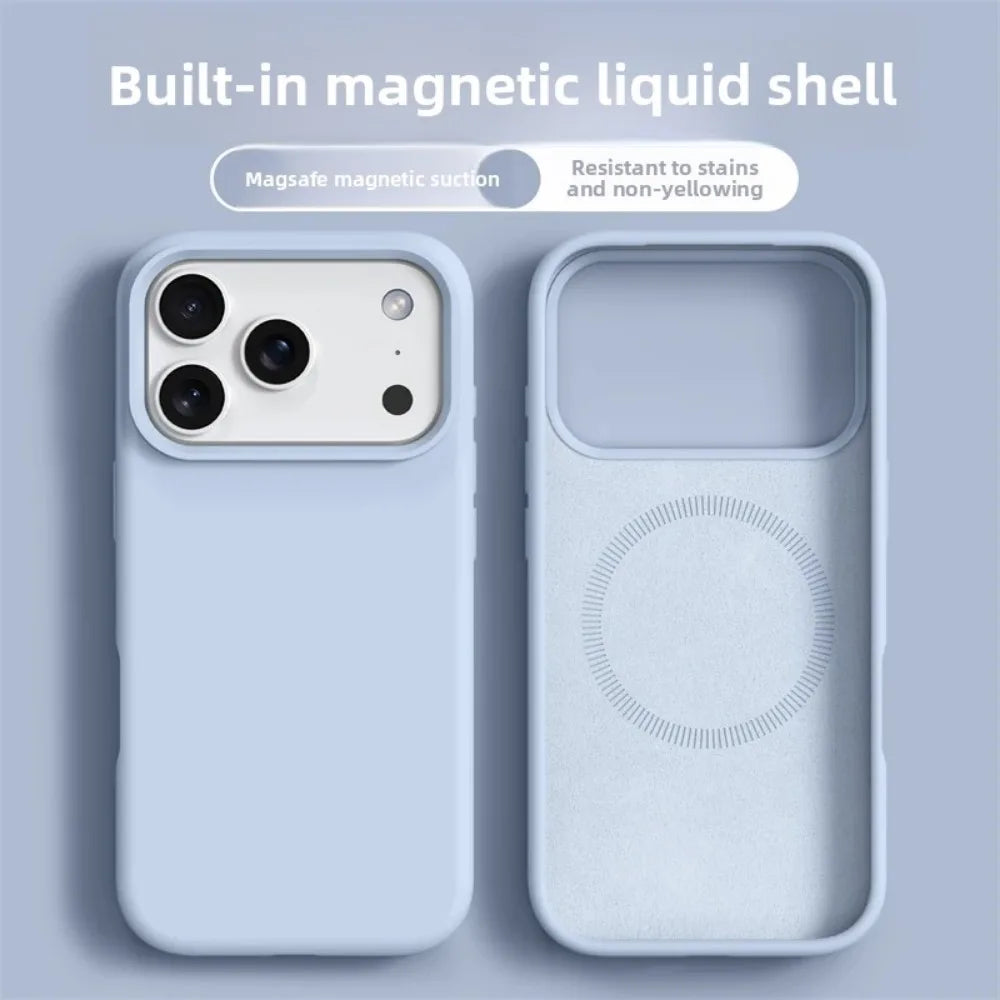 Original Magnetic Liquid Silicone iPhone Case – Soft Bumper Cover for iPhone 16 & 17 Pro Max Air