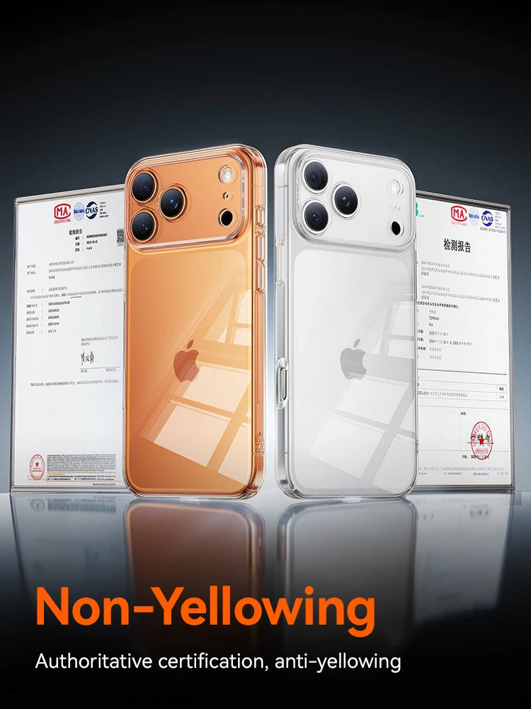 Joyroom Crystal Transparent iPhone Case – No Yellowing Lens Protection Cover for iPhone 15 16 17 Pro Max