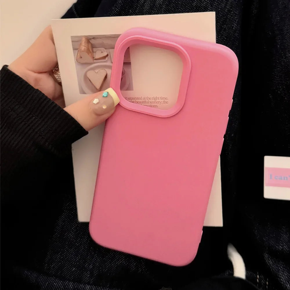 Dopamine-Inspired Silicone iPhone Case – Solid Color Simple Fashion Cover for iPhone 11 to 17 Pro Max