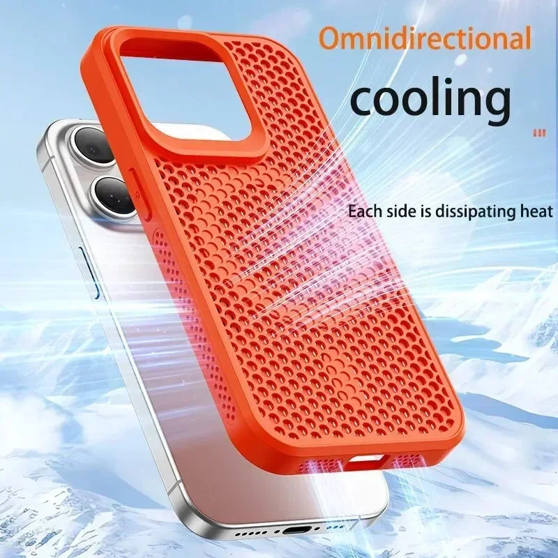 Cooling Heat Dissipation iPhone Case – Breathable Hard Back MagSafe Cover for iPhone 11 to 17 Pro Max