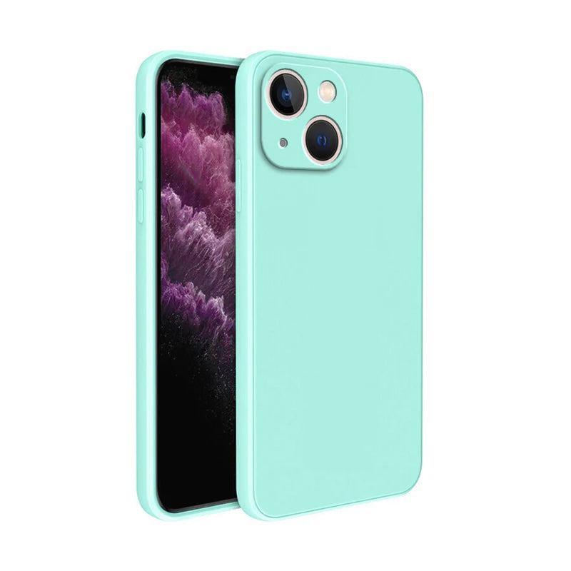 Square Liquid Silicone iPhone Case – Luxury Camera Protective Cover for iPhone 11 to 14 Pro Max