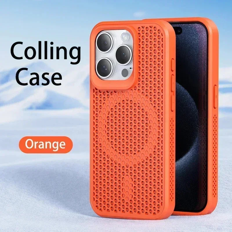 Cooling Heat Dissipation iPhone Case – Breathable Hard Back MagSafe Cover for iPhone 11 to 17 Pro Max