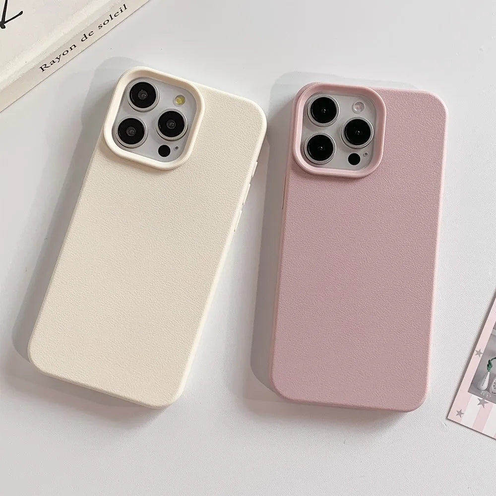 Leather iPhone Case – Shockproof Soft TPU Cover for iPhone 7 to 17 Pro Max | Premium Faux Leather