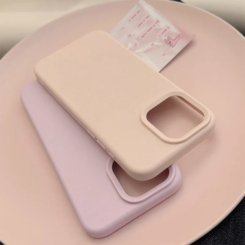 Dopamine-Inspired Silicone iPhone Case – Solid Color Simple Fashion Cover for iPhone 11 to 17 Pro Max